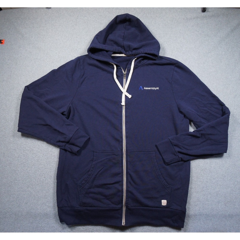 Marine Layer Sweatshirt Mens Large Blue Hoodie Full Zip Assembly AI Sweater